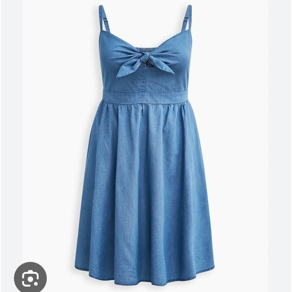 NWT Torrid Chambray Tie Front Skater Dress